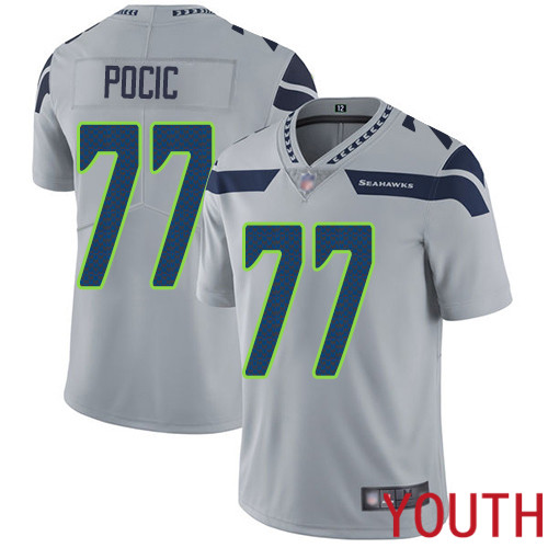 Seattle Seahawks Limited Grey Youth Ethan Pocic Alternate Jersey NFL Football 77 Vapor Untouchable